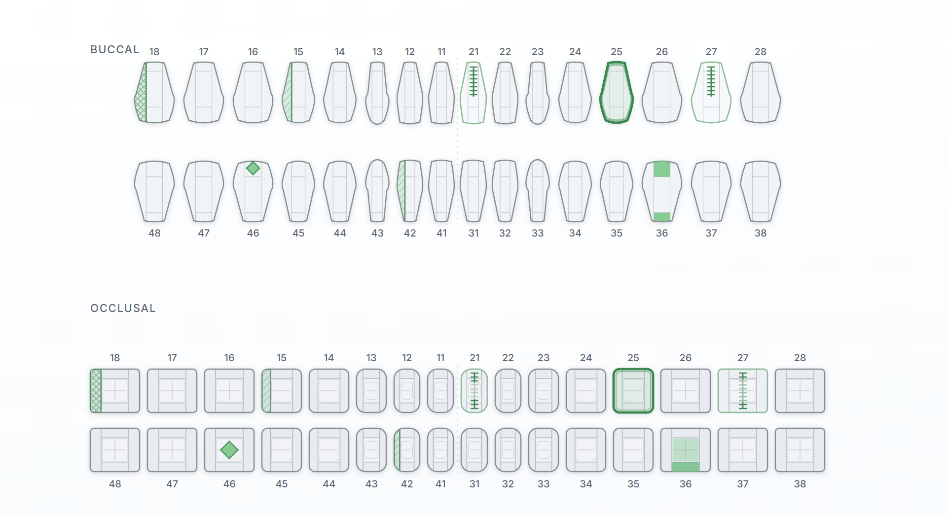 ToothTale patient record with the FDI dental chart, treatment records and summary